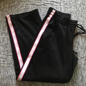 Danskin Now Athletic Pants SzM (8-10) Black Side Stripe Pink/White Nice Pre-Owne